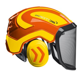 Protos® Integral Forest Helm  Metal Visier F39 Orange - Neongelb Einheit