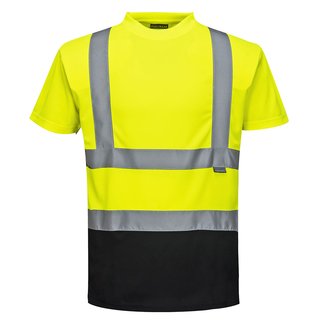 Zweifarbiges Warnschutz T-Shirt Gelb/Schwarz  S