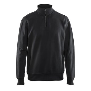 Sweatshirt mit Half-Zip Schwarz Schwarz L
